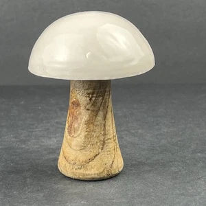 Toadstool Mushroom Carved Painted Wood 4" Nature Decor - Picture 1 of 7