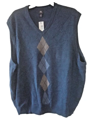 Chaleco Suéter Para Hombres Azul Cuello en V Argyle Tejido 2 XL (XXL) Dockers NUEVO Foto 1 de 2
