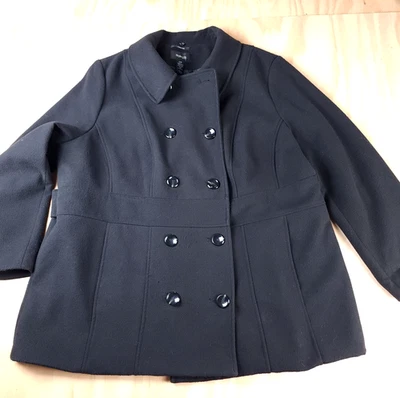 Women’s Size 22W Black Pea Coat Style& Co Wool Look Jacket - Image 1 of 4