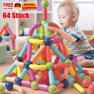 64Stk Blocks Magnetic Building Kinder Spielzeug Magnetische Bausteine Blöcke DE - Bild 1 von 17