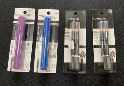 LOT of COVERGIRL Black Mascaras (2) & Very Black Easy Breezy Brow Pencil Pack(2) - Immagine 1 di 2