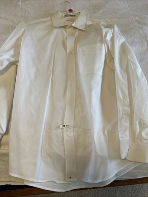 Hathaway Shirt Mens 16.5 X 35 White Long Sleeve Wrinkle Free Cotton/poly Blend - Image 1 of 4