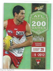 2013 Champions AFL Milestone Game (MG72) Martin MATTNER Sydney - Picture 1 of 1
