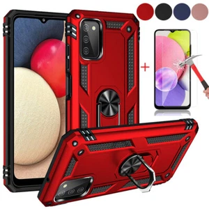 For Samsung Galaxy A03S Case Full Body Kickstand Cover +Tempered Glass Protector - Picture 1 of 14