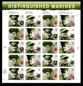 U.S. #3961-3964 MHN, DISTINGUISHED MARINES-LEJEUNE-PULLER-BASILONE, $7.40 (2005) - Picture 1 of 2