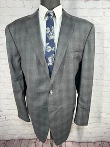 JOSEPH & FEISS Mens Gray Check BIG & TALL Wool Sport Coat Blazer Jacket SIZE 48R - Picture 1 of 9