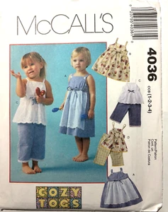 Mädchen Kleid Oberteil Hose Schnittmuster Gr. 1-4 Kind McCall's 4036 ungeschnitten NEU - Bild 1 von 2