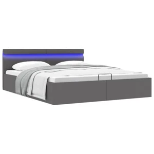 Bett mit Bettkasten Hydraulisch LED Grau Kunstleder 180x200 cm - Bild 1 von 11