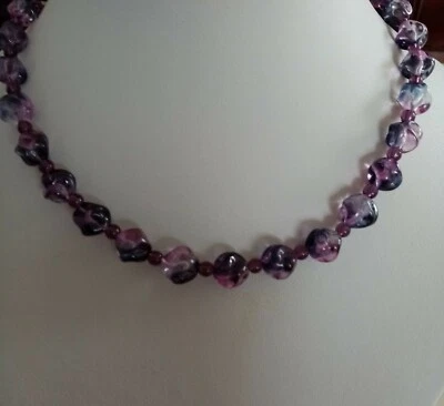 Schmuck Halskette Perlenkette böhmische Wirbel Perlen violett   48 cm - Bild 1 von 4