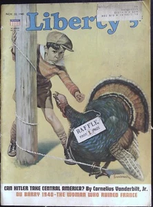 Liberty Magazine November 23, 1940 Russell Sambrook Cover, Sax Rohmer Fu Manchu - Bild 1 von 1