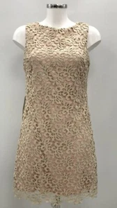 ELIZA J Gold Women’s Pink Dainty Embroidered Glitter Shift Dress UK 10 - Picture 1 of 5