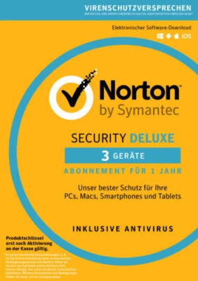 NORTON (Internet) SECURITY Deluxe / 3-Geräte / 1-Jahr / KEY (ESD) - Bild 1 von 2