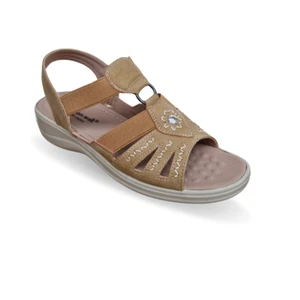 Ladies Cushion Walk Wide Sandals Wedge Open Toe Summer Gladiator Slingback Women - Picture 1 of 39