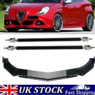 For Alfa Romeo Mito 2008-17 Gloss Black Front Bumper Lip Splitter+2x Strut Rods