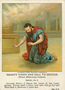 Christliche Bildunterrichtskarte Jesajas Vision und Ruf zum Dienst 1911 - Bild 1 von 2
