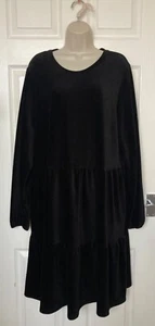 Schwarzes Cord-Midikleid mit Stufen Größen 18P, 22L, 24R & 24L für Damen von M&S neu mit Etikett - Bild 1 von 3