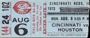 Reds Astros Ticket Stub Pete Rose MVP Hit Ruess Win #43 Cincinnati 8/5/1973 - Picture 1 of 2