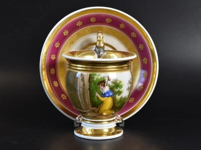 Biedermeier Empire Porzellan Tasse Betende Frau Genreszene handgemalt 19 Jh. - Bild 1 von 4