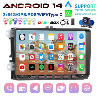 Für VW Golf MK5 6 Touran Tiguan Sharan 9" Android 14 Autoradio Carplay Navi DAB+ - Bild 1 von 4