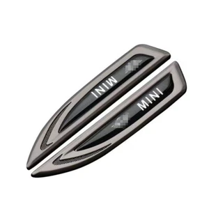 2Pcs Black 3D MINI Logo Shark-shaped Letters Fender Emblem Badge Metal for Mini - Picture 1 of 3