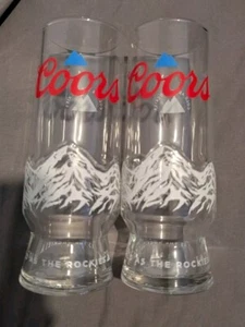 Pair Of Coors Half Pint Glasses Mountain Peak Design Home Bar Beer Larger - Picture 1 of 5