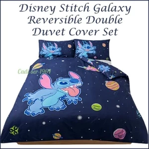 Disney Stitch Galaxy Navy DOUBLE Duvet Set Stitch Bedding Set NEW 100% Cotton - Picture 1 of 24