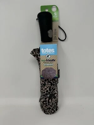 TOTES Paraguas PARAGUAS Leopardo Estampado Animal Ecológico 47" Cobertura NUEVO Foto 1 de 4