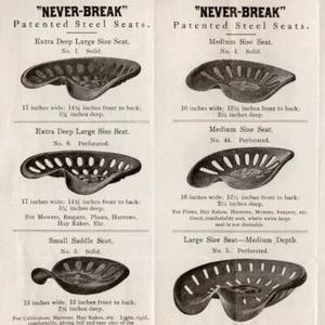 c.1920 Avery Stamping Cleveland OH Brochure Never-Break Steel Farm Tractor Seats - Picture 1 of 3