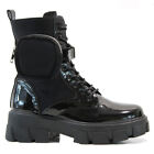 Ladies Punk Goth Chunky Winter Walking Retro Army Combat Ankle Zip Up Boots Size