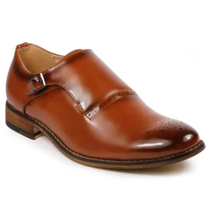 Zapato de vestir mocasines sin cordones marrón con correa de monje para hombre - Imagen 1 de 5