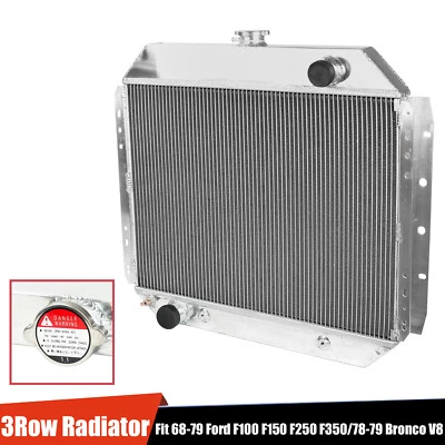 Aluminum 3 Row Core Radiator For 68-79 Ford F100 F150 F250 F350 78-79 Bronco V8 Foto 1 de 4