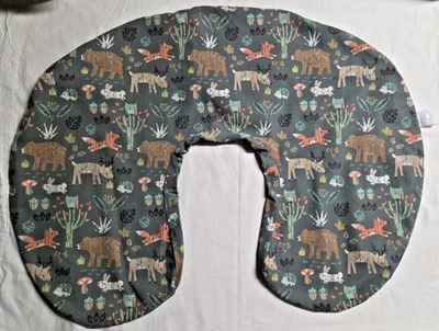Boppy Nursing Pillow Cover Case Baby U-Shape Green Woodland Animals Breastfeed - Image 1 of 4