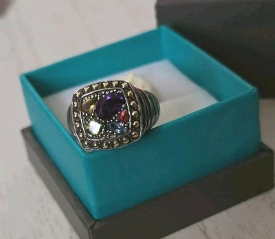 Anillo acanalado de múltiples piedras preciosas de oro amarillo de 18 quilates EFFY de plata de ley $550 nuevo con etiquetas Foto 1 de 4