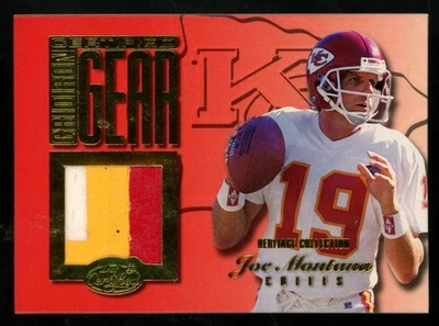 Joe Montana 1999 Leaf Certified Gridiron Gear 3 Color Game Used GU Patch 085/300 - Image 1 of 2