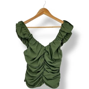 Neu mit Etikett GAP kurz geschnittenes gerafftes Top in Forrest Green Damen Small  - Bild 1 von 9