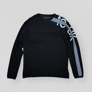 Vintage FCUK French Connection Black T-Shirt Long Sleeve Y2K Spell Out Mens XL - Picture 1 of 5