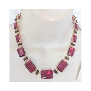 RALPH LAUREN Gold Tone Cherry Red Faceted Crystal Link Necklace 16-18" NWOTs - Picture 1 of 11