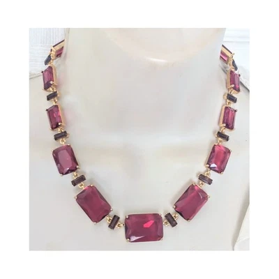 Collar de eslabones de cristal facetado rojo cereza tono dorado Ralph Lauren 16-18" nuevo sin etiquetas Foto 1 de 4