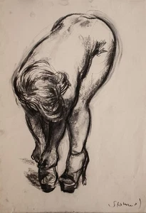 Martin Stommel Frauenakt Erotik Zeitgenössische Kunst Bonn signiert Kohle 2008 - Picture 1 of 2