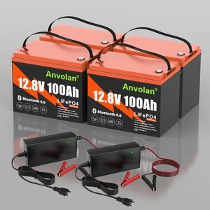 4X 12V 100Ah Lithium Batterie Bluetooth Akku LiFePO4 BMS Solaranlage Wohnmobil - Bild 1 von 22