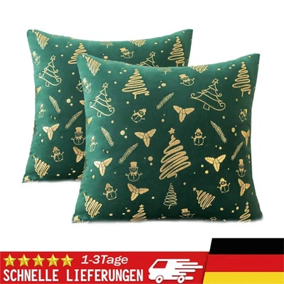 Kissenbezug Weihnachten 40x40 cm 2er Set Samt Dekokissen Sofa Schlafzimmer - Bild 1 von 4