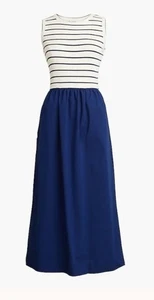 J.Crew Damen gestreiftes & solides ärmelloses Mixi Kleid marineblau creme Größe Small - Bild 1 von 5