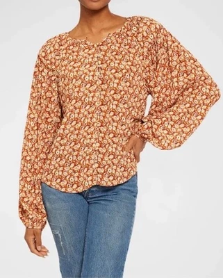NUEVO $278 Joie Jenny Floral Manga Globo Top Talla Umber Multi Floral Talla XS Foto 1 de 4