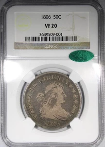 1806 Draped Bust Half Dollar NGC VF20 CAC R4 Pointed 6 Stems - Picture 1 of 4