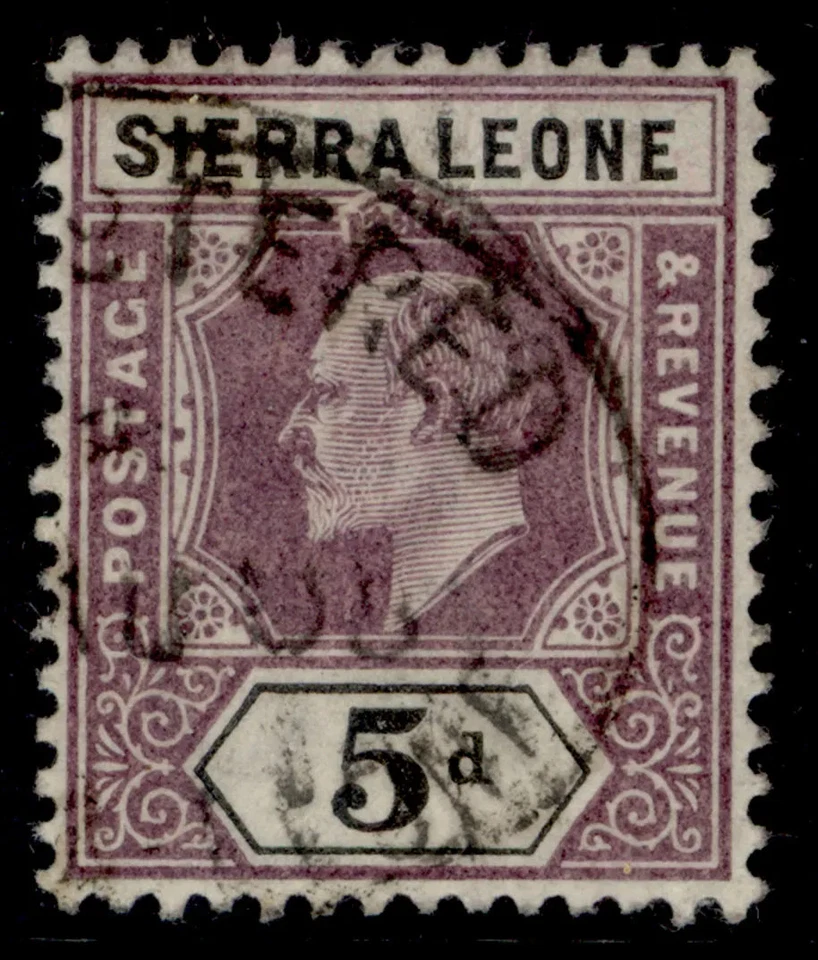 SIERRA LEONE EDVII SG80, 5d dull purple & black, FINE USED. Cat £50. WMK CA - Image 1 of 1
