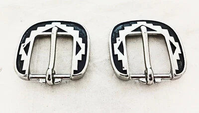 Par de hebillas de barra de talón Jeremiah Watt Southwest de acero inoxidable tamaños de tachuelas de caballo  Foto 1 de 2