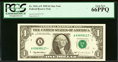 *STAR* $1 FRN 1995 BOSTON NOTE Fr 1921-A* Gem New 66 PPQ - Image 1 of 2