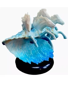 John Perry Studios Sea Horses Blue Wave Sculpture Vintage 1995 With Base - Picture 1 of 1