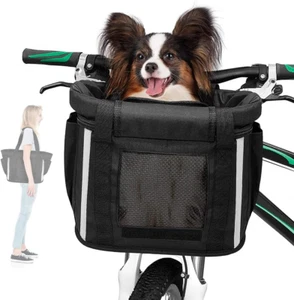 Bike Basket Folding Small Pet Cat Dog Carrier Front 13.39"L x 9.4"W x 11.81"H - Picture 1 of 12