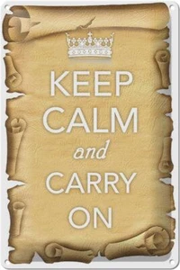 Cartel de chapa refrán 20x30 cm Mantén la calma y lleva adelante Metal Deco Schild cartel de hojalata - Imagen 1 de 5